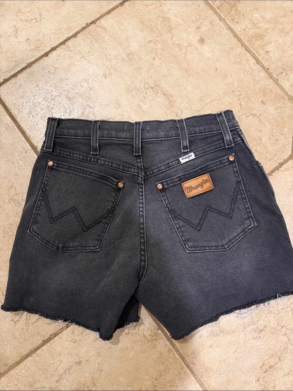 Wrangler High-Waist Black Denim Cutoff Shorts